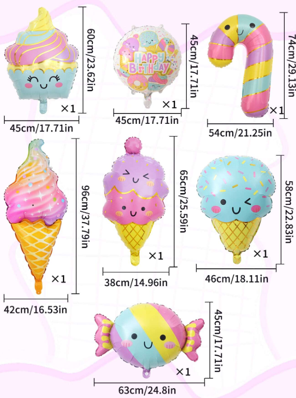 Set de Globos dulces y helado.