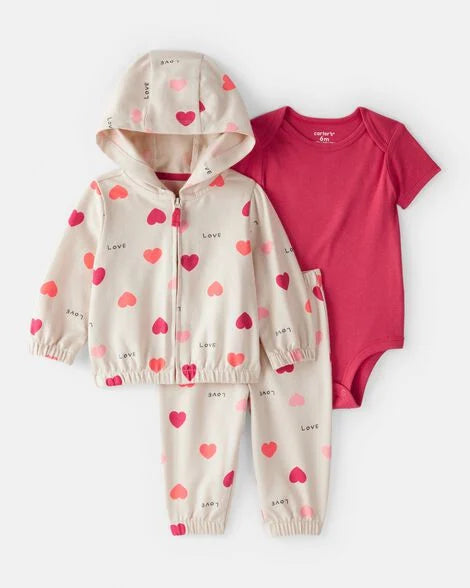 Conjunto 3 Piezas Corazones Carter's