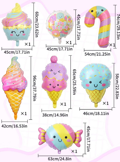 Set de Globos dulces y helado.